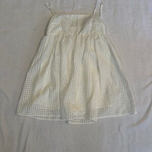 Entro White Checkered Kids Dress